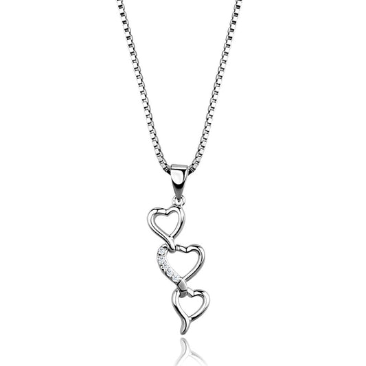 3W843 - Rhodium Brass Chain Pendant with AAA Grade CZ in Clear