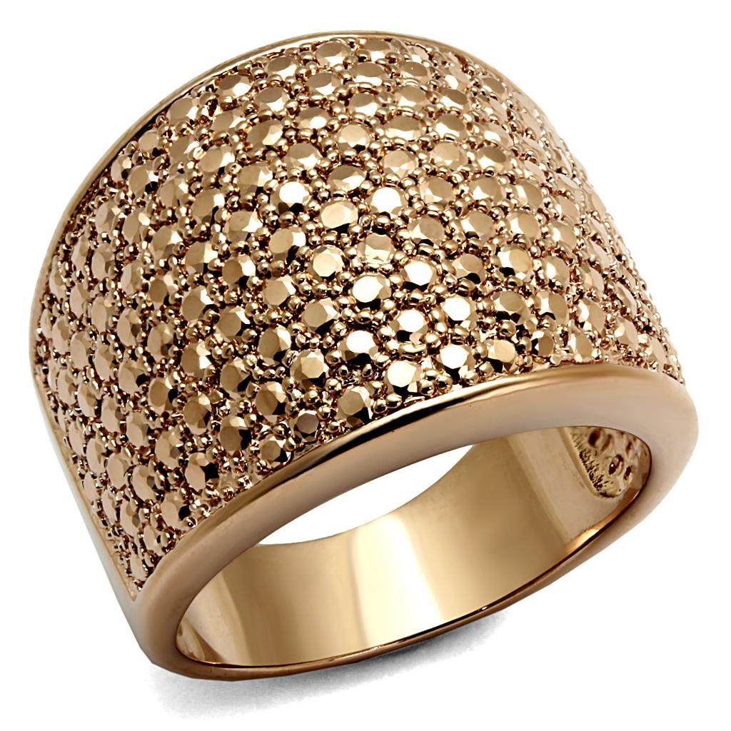 3W935 - IP Rose Gold(Ion Plating) Brass Ring with AAA Grade CZ in Metallic Light Gold