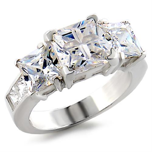 40908 - High-Polished 925 Sterling Silver Ring with AAA Grade CZ in Clear