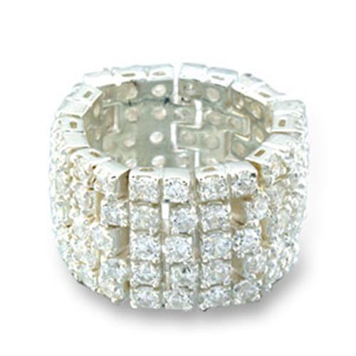 41003 - High-Polished 925 Sterling Silver Ring with AAA Grade CZ in Clear