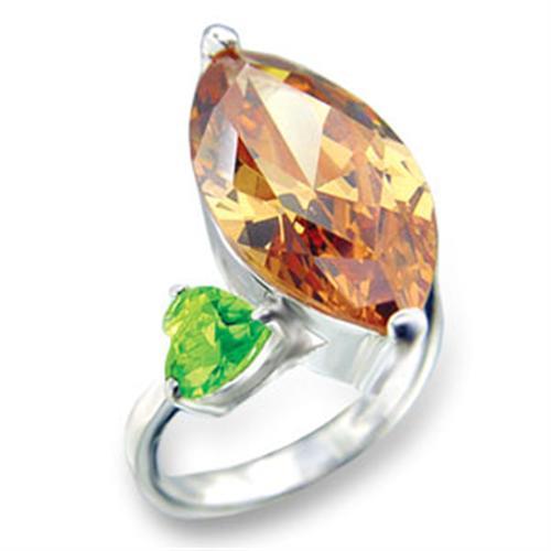 413331 - High-Polished 925 Sterling Silver Ring with AAA Grade CZ in Champagne