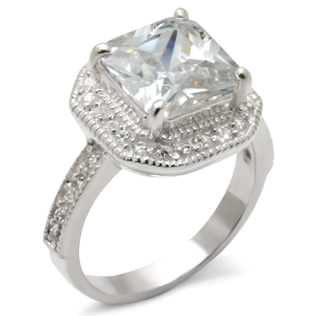 413407 - High-Polished 925 Sterling Silver Ring with AAA Grade CZ in Clear