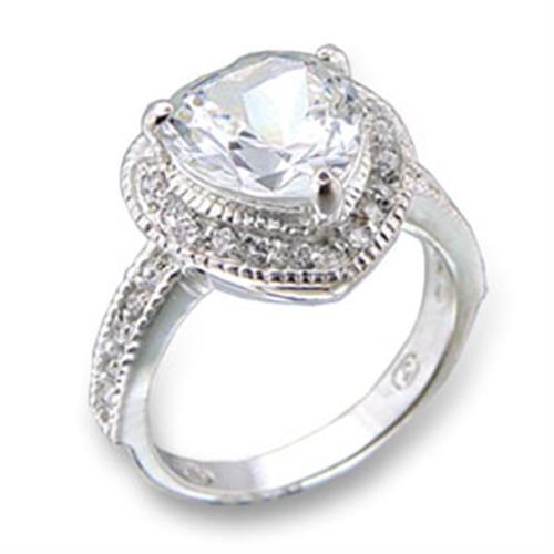 413414 - High-Polished 925 Sterling Silver Ring with AAA Grade CZ in Clear
