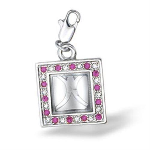 43502 - Rhodium Brass Pendant with Top Grade Crystal in Rose