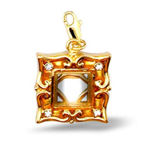 43505 - Gold Brass Pendant with Top Grade Crystal in Clear