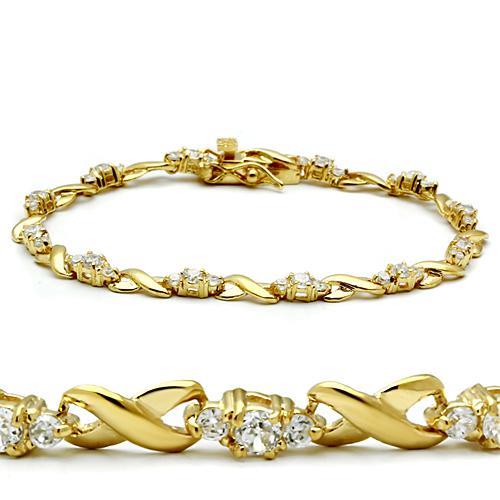 46801 - Gold Brass Bracelet with AAA Grade CZ in Clear