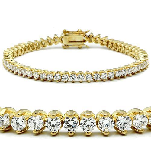 47104 - Gold Brass Bracelet with AAA Grade CZ in Clear