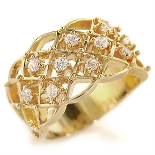 54809 - Gold Brass Ring with AAA Grade CZ in Clear