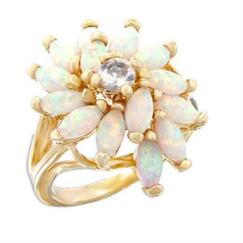 55117 - Gold Brass Ring with AAA Grade CZ in Clear