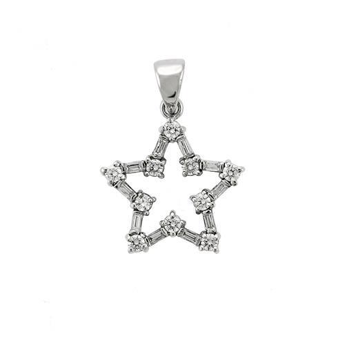 6X081 - High-Polished 925 Sterling Silver Pendant with AAA Grade CZ in Clear