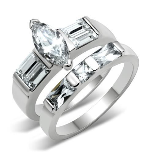 6X089 - Rhodium Brass Ring with AAA Grade CZ in Clear