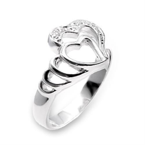 6X214 - High-Polished 925 Sterling Silver Ring with AAA Grade CZ in Clear