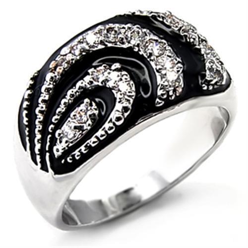 6X226 - Rhodium Brass Ring with AAA Grade CZ in Clear