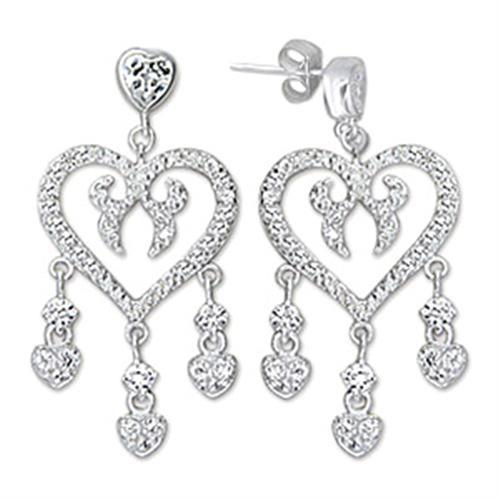 6X278 - High-Polished 925 Sterling Silver Earrings with AAA Grade CZ in Clear