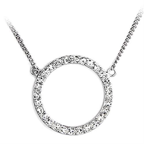 6X448 - Rhodium Brass Chain Pendant with Top Grade Crystal in Clear