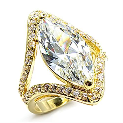 7X001 - Gold Brass Ring with AAA Grade CZ in Clear