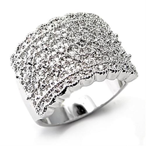 7X094 - Rhodium Brass Ring with AAA Grade CZ in Clear