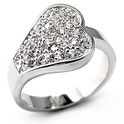 7X106 - Rhodium Brass Ring with AAA Grade CZ in Clear