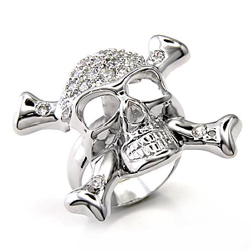 7X188 - Rhodium 925 Sterling Silver Ring with AAA Grade CZ in Clear