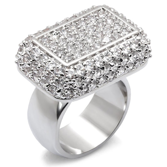 7X196 - Rhodium 925 Sterling Silver Ring with AAA Grade CZ in Clear