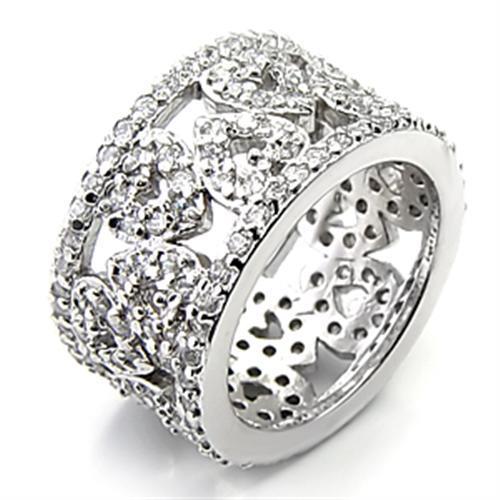 7X199 - Rhodium 925 Sterling Silver Ring with AAA Grade CZ in Clear