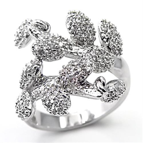 7X217 - Rhodium 925 Sterling Silver Ring with AAA Grade CZ in Clear