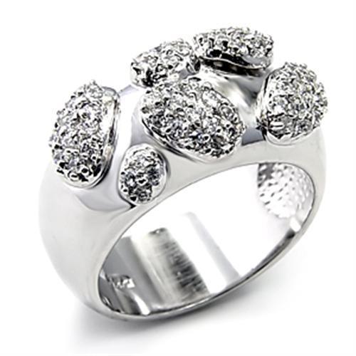 7X228 - Rhodium 925 Sterling Silver Ring with AAA Grade CZ in Clear