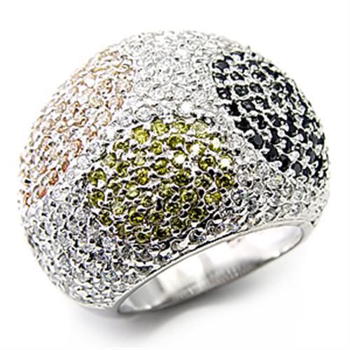 7X252 - High-Polished 925 Sterling Silver Ring with AAA Grade CZ in Jet