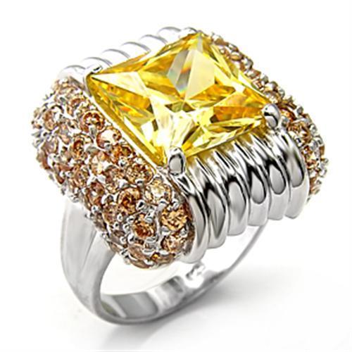 7X316 - Rhodium 925 Sterling Silver Ring with AAA Grade CZ in Topaz
