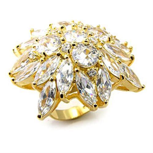 7X351 - Gold 925 Sterling Silver Ring with AAA Grade CZ in Clear