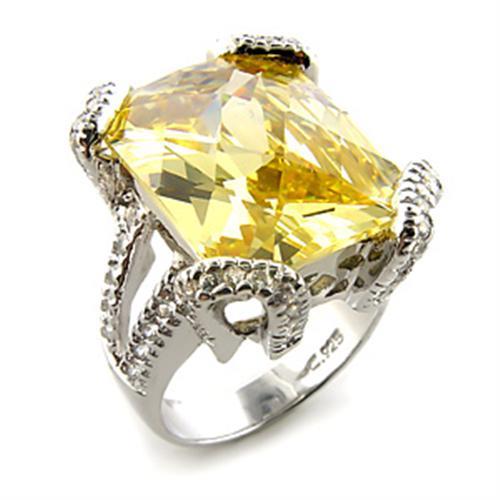 7X364 - Rhodium 925 Sterling Silver Ring with AAA Grade CZ in Citrine Yellow