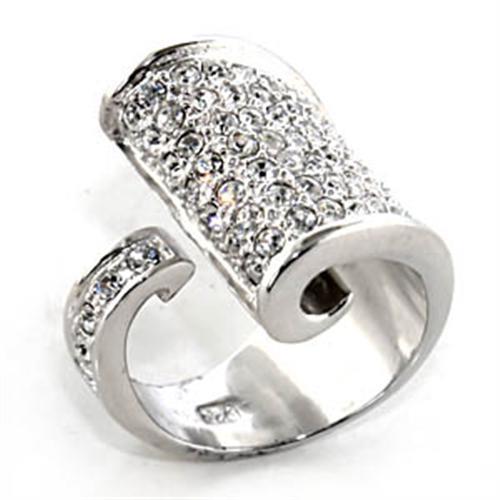 7X428 - Rhodium 925 Sterling Silver Ring with Top Grade Crystal in Clear