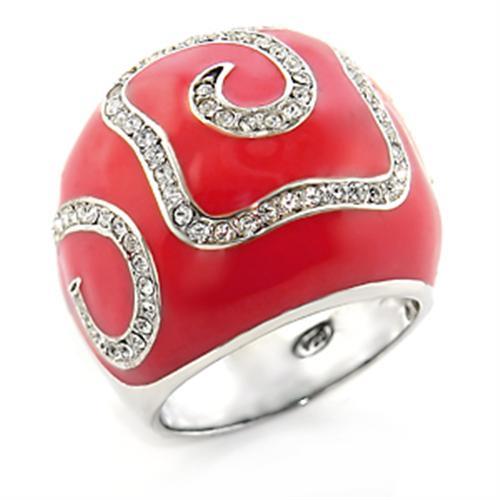 80804 - Rhodium Brass Ring with Top Grade Crystal in Clear