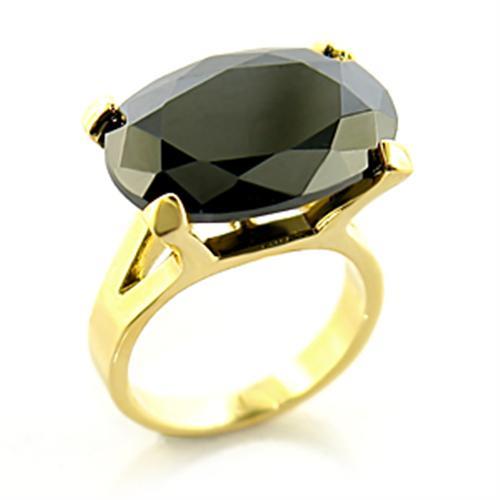 8X100 - Gold Brass Ring with AAA Grade CZ in Jet
