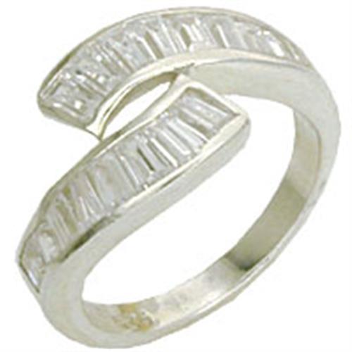 9D522 - High-Polished 925 Sterling Silver Ring with AAA Grade CZ in Clear