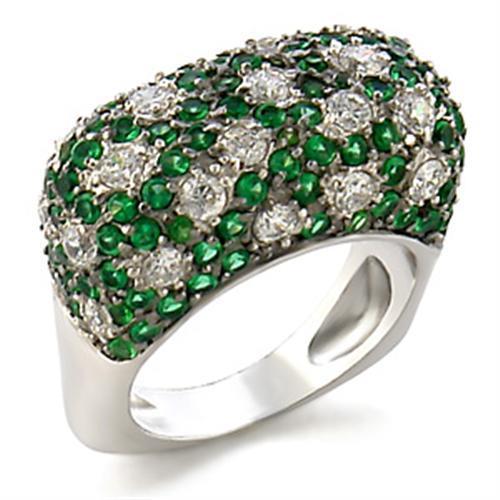 9W021 - Rhodium + Ruthenium Brass Ring with AAA Grade CZ in Clear