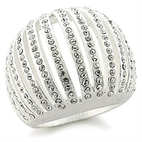 9W175 - Silver Brass Ring with Top Grade Crystal in Clear