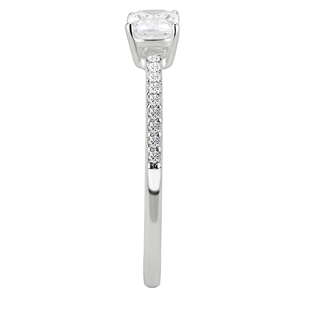 DA009 - High polished (no plating) Stainless Steel Ring with Cubic in Clear