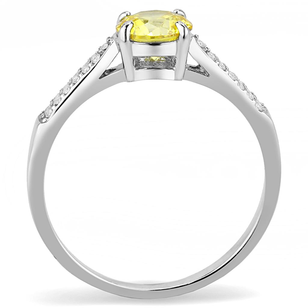 DA021 - High polished (no plating) Stainless Steel Ring with AAA Grade CZ in Topaz