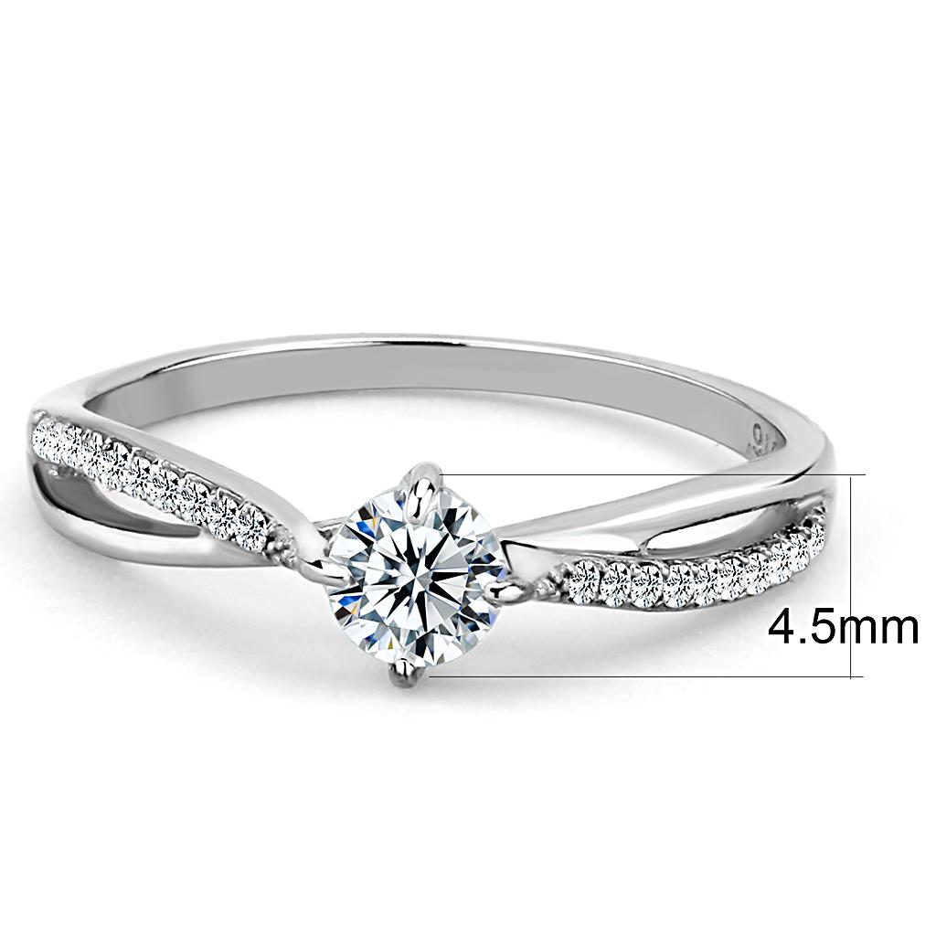 DA035 - High polished (no plating) Stainless Steel Ring with AAA Grade CZ in Clear