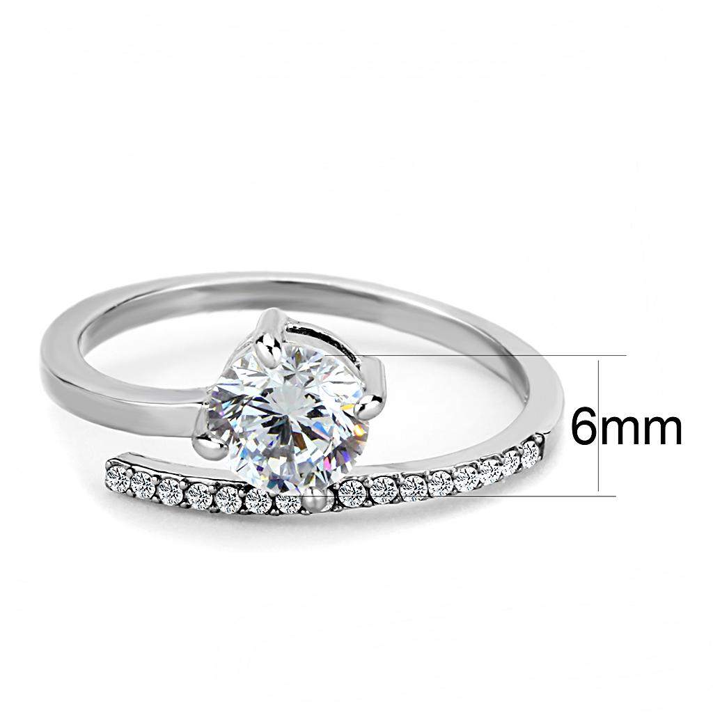 DA039 - High polished (no plating) Stainless Steel Ring with AAA Grade CZ in Clear