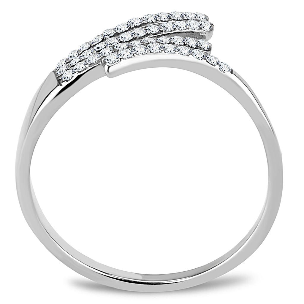 DA043 - High polished (no plating) Stainless Steel Ring with AAA Grade CZ in Clear
