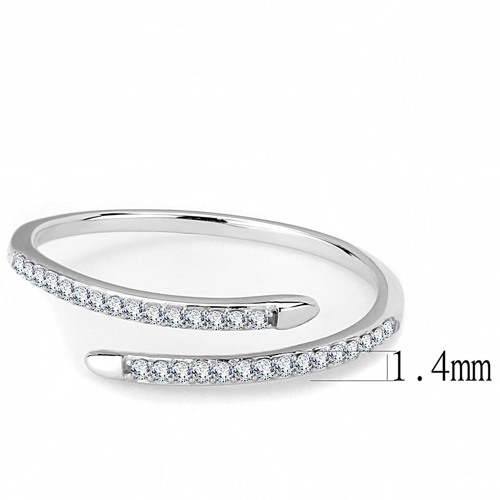 DA044 - High polished (no plating) Stainless Steel Ring with AAA Grade CZ in Clear