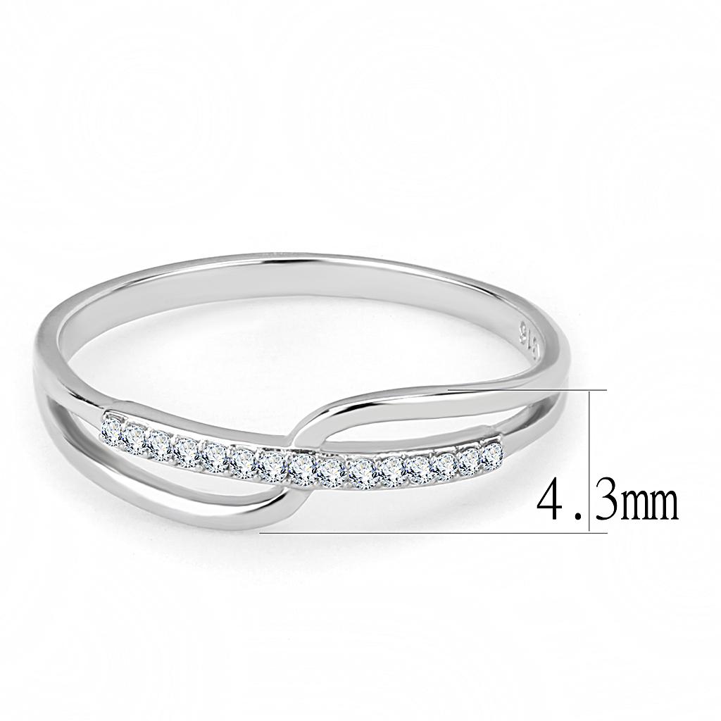 DA045 - High polished (no plating) Stainless Steel Ring with AAA Grade CZ in Clear