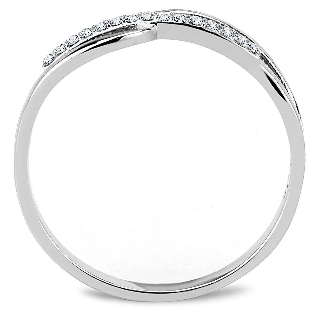 DA045 - High polished (no plating) Stainless Steel Ring with AAA Grade CZ in Clear