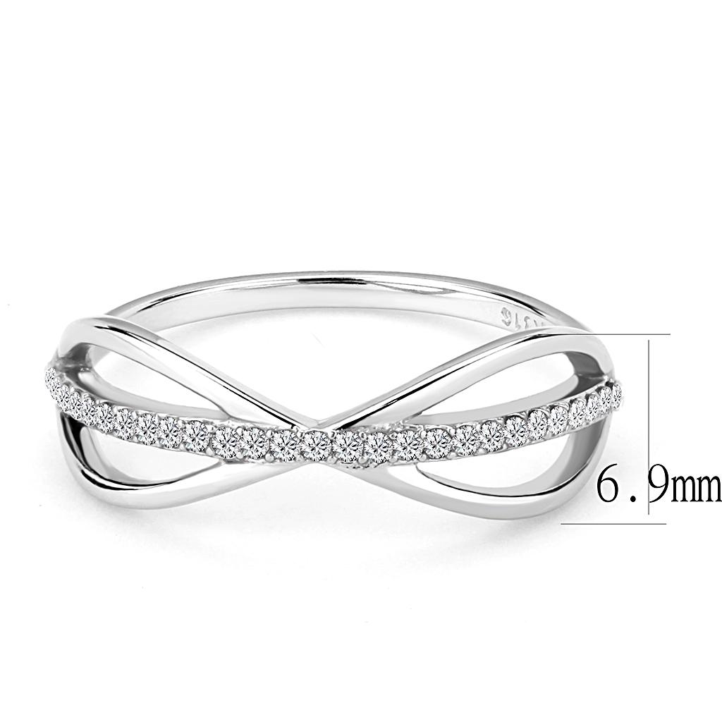 DA046 - High polished (no plating) Stainless Steel Ring with AAA Grade CZ in Clear