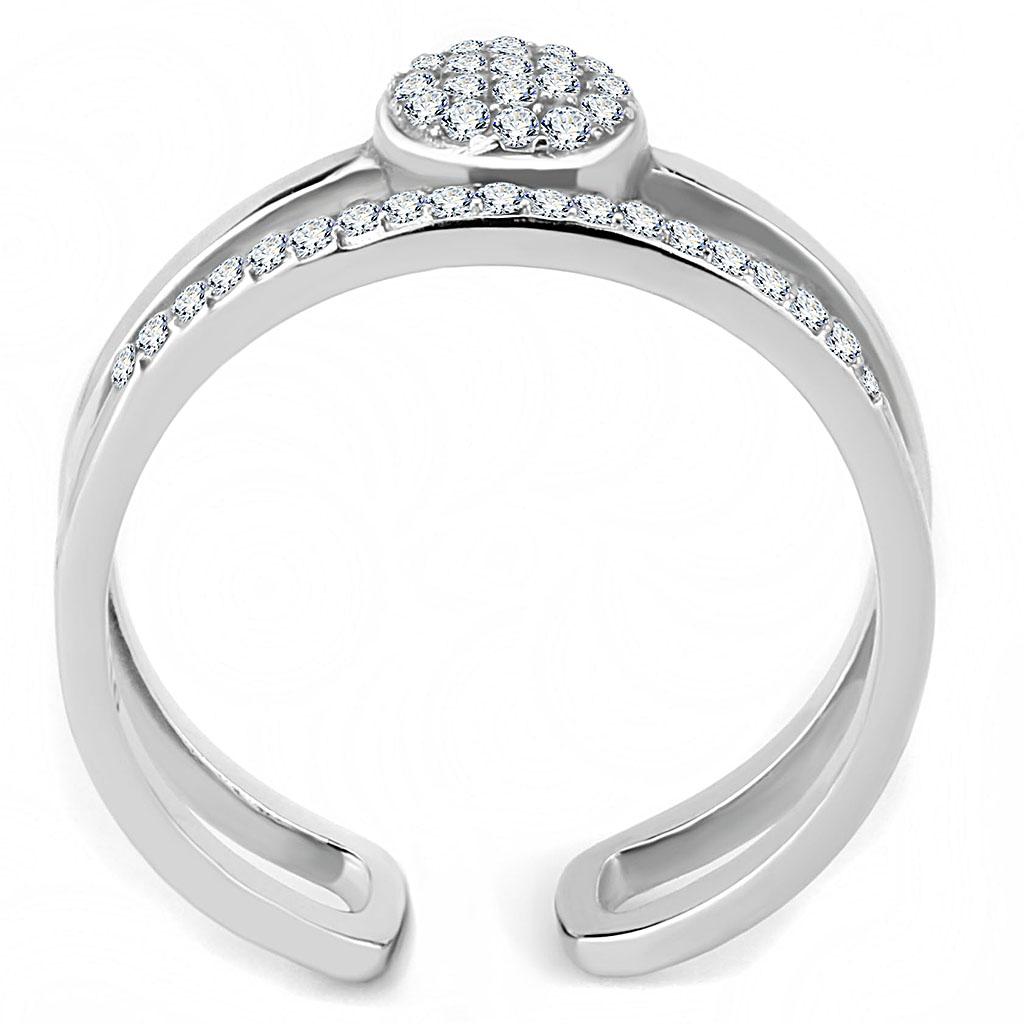 DA048 - High polished (no plating) Stainless Steel Ring with AAA Grade CZ in Clear