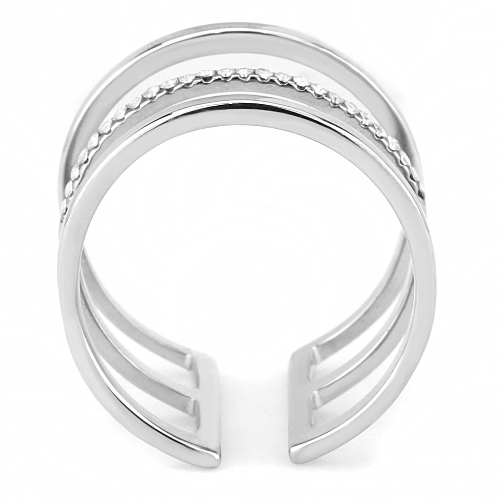 DA049 - High polished (no plating) Stainless Steel Ring with AAA Grade CZ in Clear