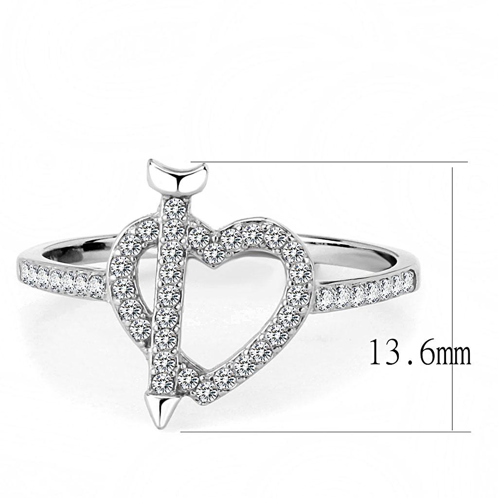 DA052 - High polished (no plating) Stainless Steel Ring with AAA Grade CZ in Clear