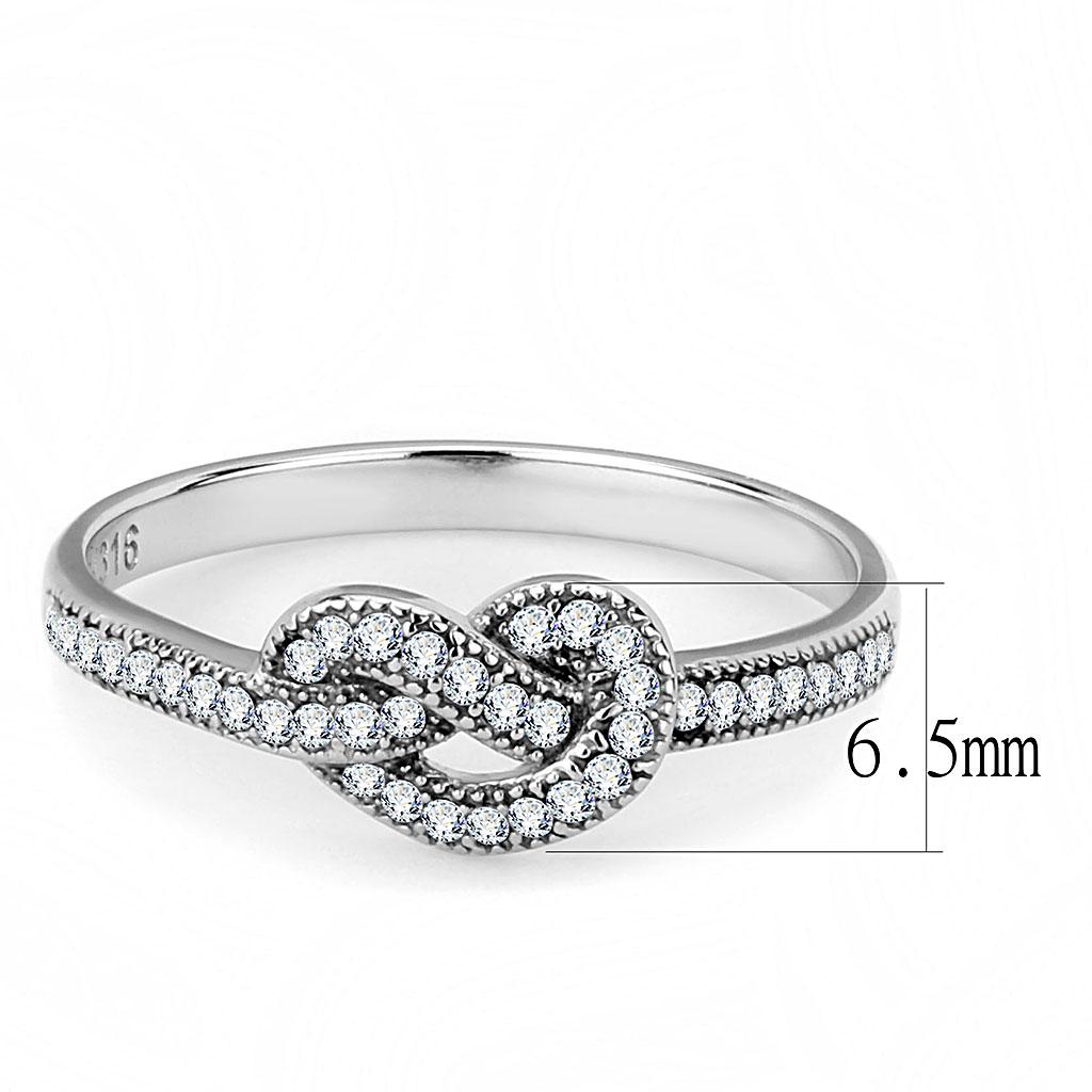 DA053 - High polished (no plating) Stainless Steel Ring with AAA Grade CZ in Clear